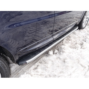 Пороги алюминиевые с пластиковой накладкой (карбон серебро) 1920 мм Land Rover Range Rover Sport 2015-