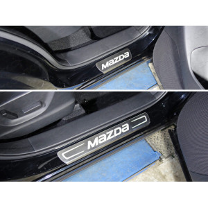 Накладки на пороги (лист шлифованный надпись MAZDA) Mazda CX-5 2015-2016 