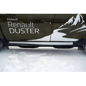 RENAULT Duster 2015 Пороги труба d76 с накладкой (вариант 2)