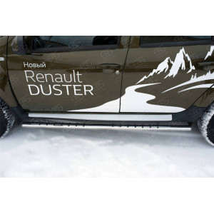 RENAULT Duster 2015 Пороги труба 75х42 овал с проступью