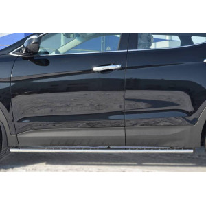 Hyundai Santa Fe 2012-2015 Пороги труба 75х42 овал с проступью