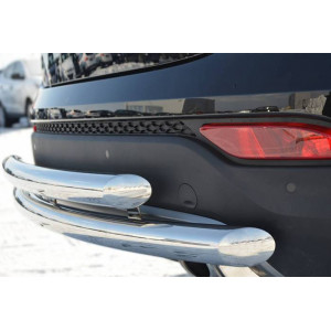 Hyundai Santa Fe 2012-2015 Защита заднего бампера d63/63 (дуга)