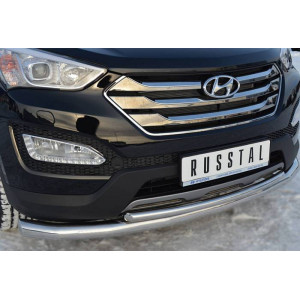 Hyundai Santa Fe 2012-2015 Защита переднего бампера d76/42 (секции-дуга)