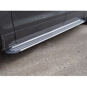 Пороги алюминиевые "Slim Line Silver" 2220 мм Hyundai H1 2018-