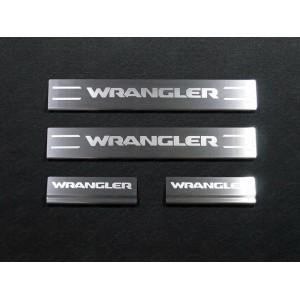 Накладки на пороги (лист шлифованный надпись Wrangler) 4шт Jeep Wrangler 5D (2.0T, JL) 2018-