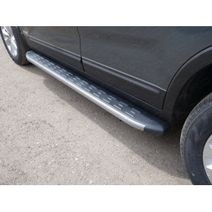 Пороги алюминиевые с пластиковой накладкой (карбон серые) 1720 мм  Kia Sorento 2012-