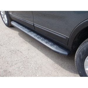 Пороги алюминиевые с пластиковой накладкой (карбон черные)  1720 мм Kia Sorento 2012-