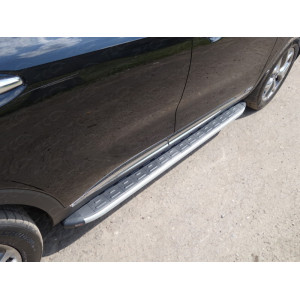 Пороги алюминиевые с пластиковой накладкой 1820 мм Kia Sorento Prime 2015-2018