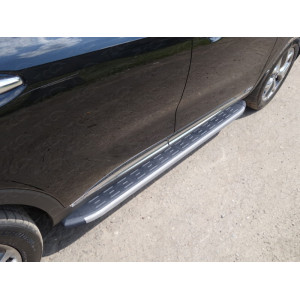 Пороги алюминиевые с пластиковой накладкой (карбон серые) 1820 мм Kia Sorento Prime 2015-2018