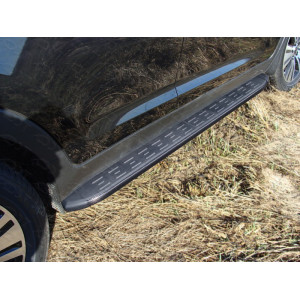 Пороги алюминиевые с пластиковой накладкой (карбон черные)  1720 мм Kia Sportage 2014-2016