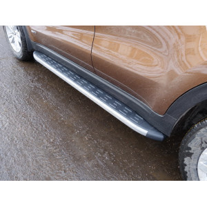 Пороги алюминиевые с пластиковой накладкой (карбон серые) 1720 мм Kia Sportage (QL) 2016-2018