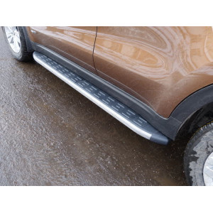 Пороги алюминиевые с пластиковой накладкой (карбон серые) 1720 мм Kia Sportage (QL) 2018-