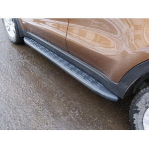 Пороги алюминиевые с пластиковой накладкой (карбон черные) 1720 мм Kia Sportage (QL) 2018-