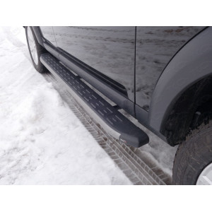 Пороги алюминиевые с пластиковой накладкой (карбон серые) 1820 мм Land Rover Discovery IV 2010-