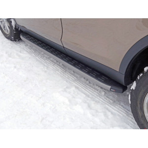 Пороги алюминиевые с пластиковой накладкой (карбон серые) 1820 мм Land Rover Discovery Sport 2015-