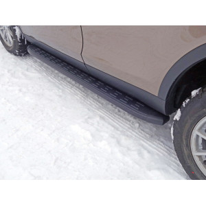 Пороги алюминиевые с пластиковой накладкой (карбон черные) 1820 мм Land Rover Discovery Sport 2015-