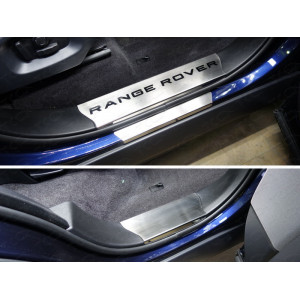 Накладки на пластиковые пороги (лист шлифованный надпись Range Rover)  Land Rover Range Rover Sport 2015-
