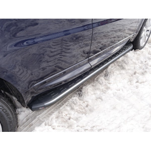 Пороги алюминиевые с пластиковой накладкой (карбон серые) 1920 мм Land Rover Range Rover Sport 2015-