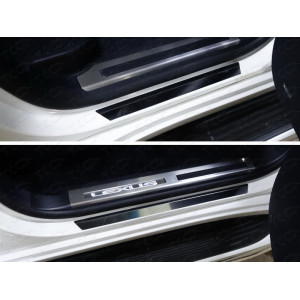 Накладки на пороги (лист зеркальный) Lexus LX 450d/LX 570 2015- (кроме F-Sport)