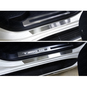 Накладки на пороги (лист шлифованный) Lexus LX 450d/LX 570 2015- (кроме F-Sport)