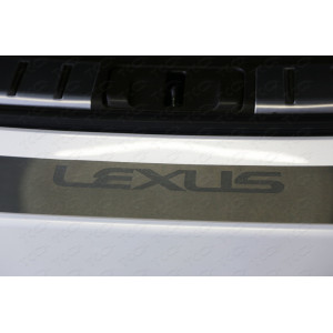 Накладка на задний бампер (лист шлифованный надпись Lexus) Lexus RX200t/RX300/RX350/RX450h (AL20) 2015- (кроме F-Sport)