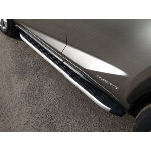 Пороги алюминиевые с пластиковой накладкой 1720 мм Lexus NX 300h 2014-2017 (кроме F-Sport)