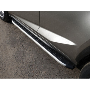 Пороги алюминиевые с пластиковой накладкой 1720 мм Lexus NX 200t 2015-2017 (кроме F-Sport)