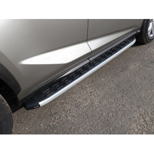 Пороги алюминиевые с пластиковой накладкой 1720 мм Lexus NX 2017- (кроме F-Sport)