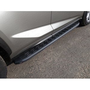 Пороги алюминиевые с пластиковой накладкой (карбон черные) 1720 мм Lexus NX 2017- (кроме F-Sport)