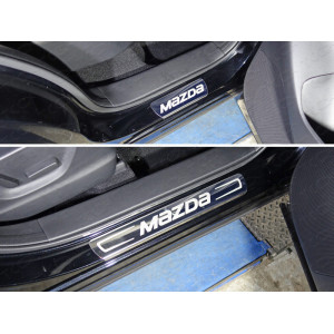 Накладки на пороги (лист зеркальный надпись MAZDA) Mazda CX-5 2012-2015
