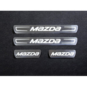 Накладки на пороги (лист шлифованный надпись MAZDA) Mazda CX-5 2012-2015