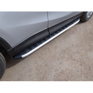 Пороги алюминиевые с пластиковой накладкой 1720 мм Mazda CX-5 2015-2016