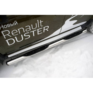 RENAULT Duster 2015 Пороги труба d76 с накладкой (вариант 3)