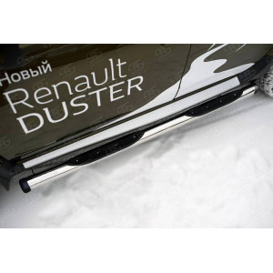 RENAULT Duster 2015 Пороги труба d76 с накладкой (вариант 2)