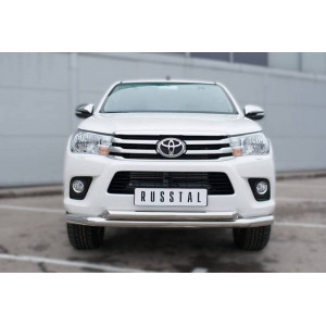 Toyota Hilux 2015 Защита переднего бампера d76 (секции) d63 (дуга)