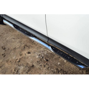 Toyota RAV 4 2013-2015 Пороги труба d76 с накладкой (вариант 1)