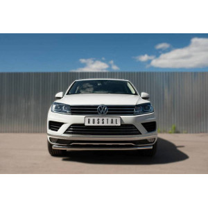 VolksWagen Touareg 2014- Защита переднего бампера d63 (секции)