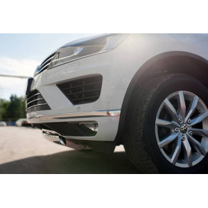 VolksWagen Touareg 2014- Защита переднего бампера d75х42 (дуга) короткая