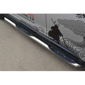 MITSUBISHI ASX 2012-2016 Пороги труба d76 с накладкой (вариант 1)