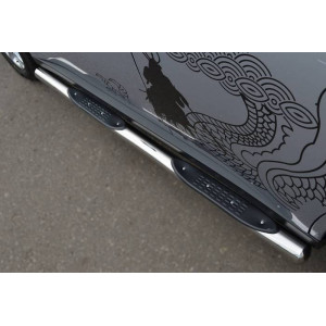 Mitsubishi Outlander 2012-2014 Пороги труба d76 с накладками (вариант 3)