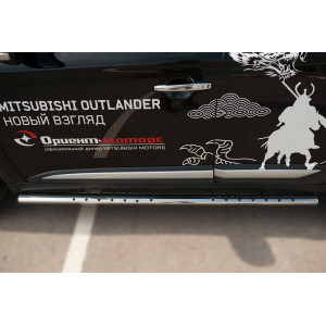 Mitsubishi Outlander 2015-2017 Пороги труба 75х42 овал с проступью