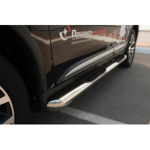 Mitsubishi Outlander 2015-2017 Пороги труба d76 с накладкой (вариант 1)