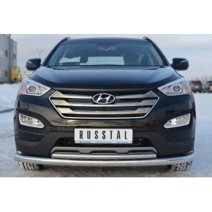 Hyundai Santa Fe 2012-2015 Защита переднего бампера d76/42 (секции-дуга)