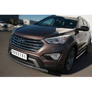 HYUNDAI SANTA FE GRAND 2014-2015 Защита переднего бампера d75х42 (дуга)