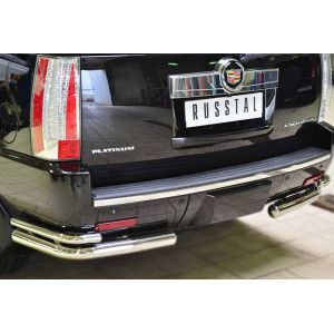 Cadillac Escalade 2007-2015 Защита заднего бампера уголки d76(секции) d42 (секции)