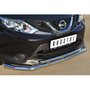 Nissan Qashqai 2014-2018 Защита переднего бампера d63 (секции) d42 (дуга)