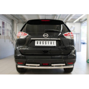 Nissan X-Trail 2015 Защита заднего бампера d63 (дуга) d42х2 (дуга)