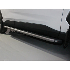 Пороги алюминиевые с пластиковой накладкой (карбон серые) 1720 мм Toyota RAV4 2019- 