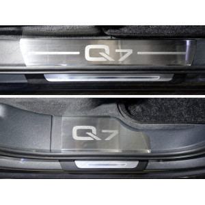 Накладки на пороги (лист шлифованный надпись Q7) Audi Q7 2015-