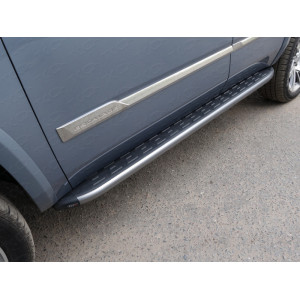 Пороги алюминиевые с пластиковой накладкой (карбон серые) 1920 мм Cadillac Escalade 2015